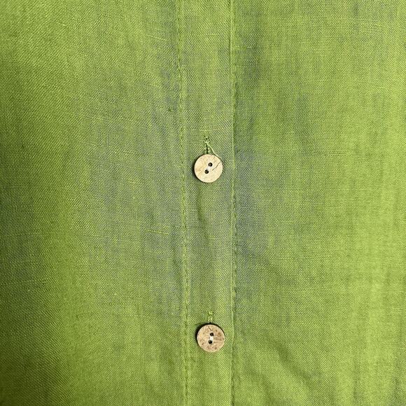 Saga 100% Linen One Size Boho Shirt Dress Pocket Lagonlook Large XL 1x Green - Picture 5 of 10